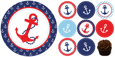 Anker Muffin Tortenbild Tortenaufleger Party Deko Geburtstag Maritim Navy essbar
