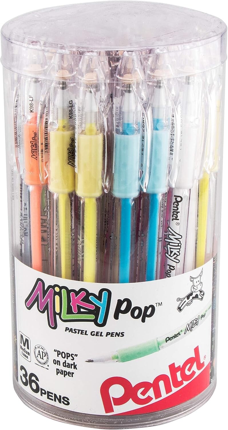36-Pack Milky POP Pastel Gel Pens with Soft Grip - Vibrant Colors for Creativity