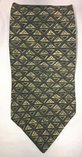 NOS Mark Alexander Brown Tan Black Triangle Patterned Silk Neck Tie 56" long