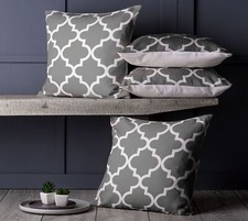 4 Pack of Cushion Covers Geometric Linen Feel Moroccan Design 18 inch Square    