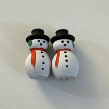 Set Of 2 Wooden Dollhouse Snowman Figures Mini D8