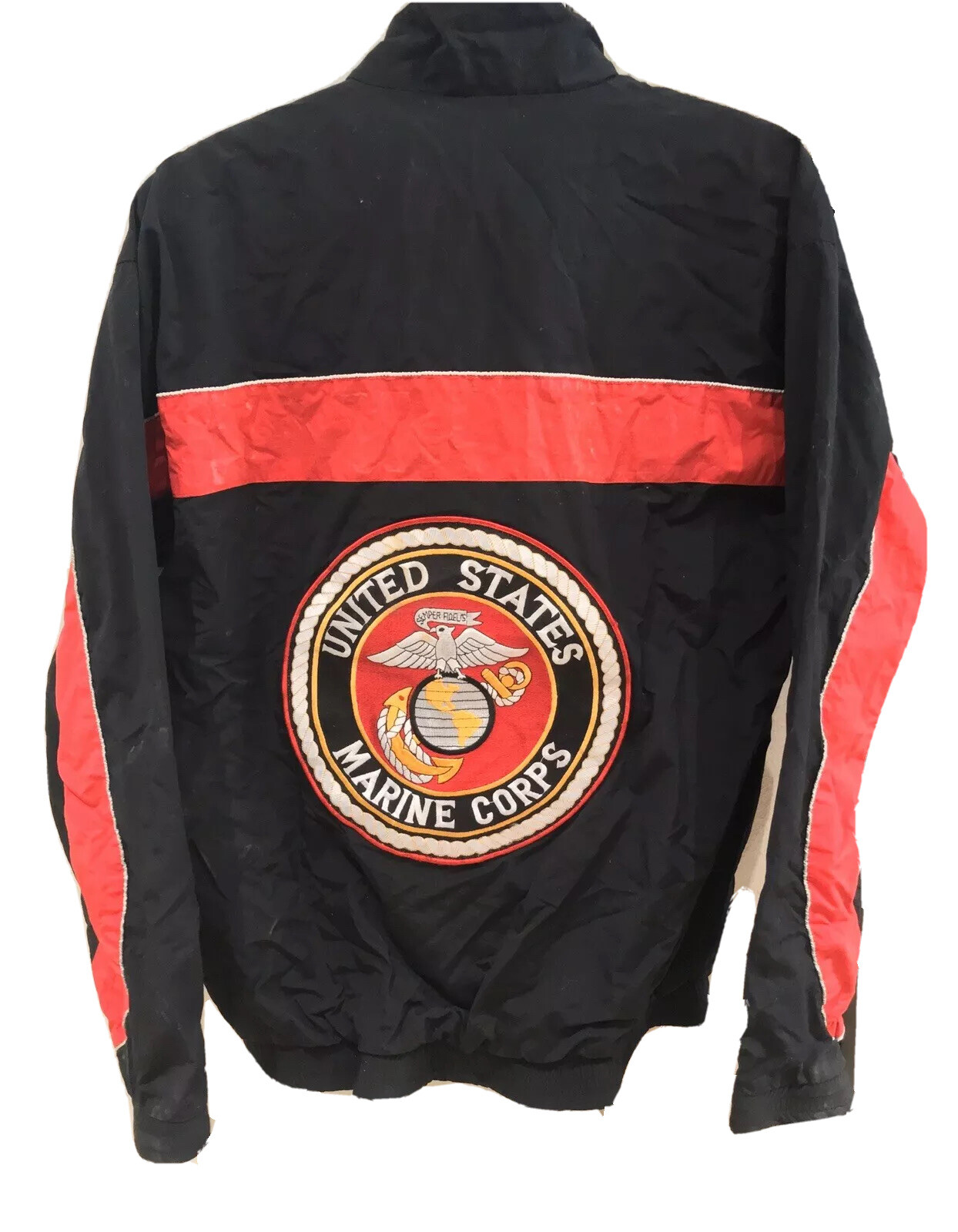 VINTAGE USMC Marine Corps Zip Jacket Big Logo Mens La… Gem