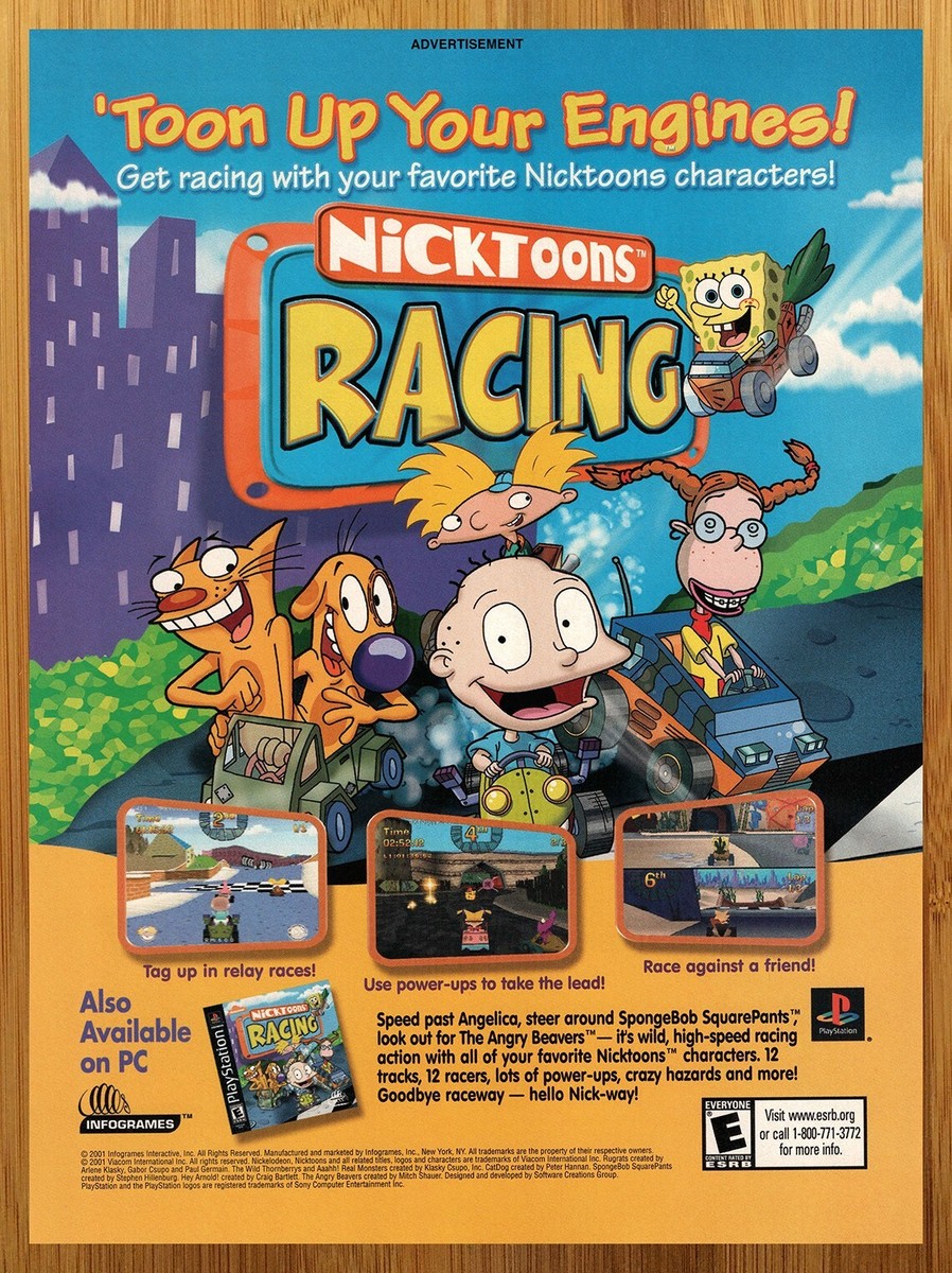 2001 Nicktoons Racing Playstation 1 PS1 Print Ad/Poster Rugrats