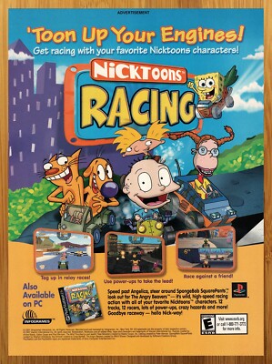 2001 Nicktoons Racing Playstation 1 PS1 Print Ad/Poster Rugrats CatDog ...