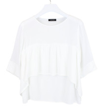 COP COPINE Aveta Top Blouse Femme (EU) 42 Col Rond Pull Blanc Manches 3/4