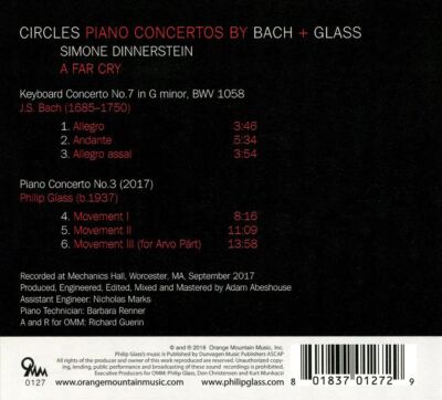 SIMONE DINNERSTEIN / A FAR CRY CIRCLES: PIANO CONCERTOS BY BACH + GLASS NEW CD
