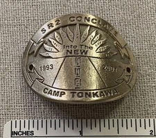 1998 SR-2 OA CONCLAVE Metal STAFF SHIELD Hiking Order of the Arrow Camp Tonkawa