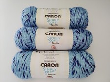 Caron Simply Soft Speckle Yarn Lot of 3 Galaxy Blue