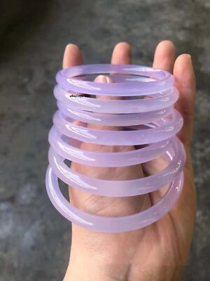 Natural Lavender Purple Jadeite Jade Bangle Bracelet - 56-66mm, Handmade Gemstone Jewelry