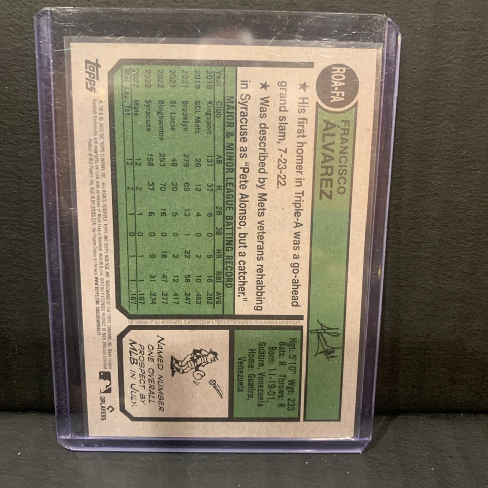 2023 Topps Heritage - Real One Autographs #ROA-FA Francisco Alvarez (AU, RC) - Image 2 of 2