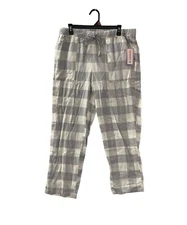 Joyspun Pajama Pants Buffalo Plaid  Flannel Woman's M or XL Gray White Pockets