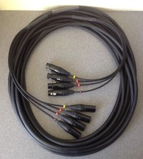 4 Way XLR Loom 10m - Black & Gold XLR's - Very High Quality Flexible Cable 