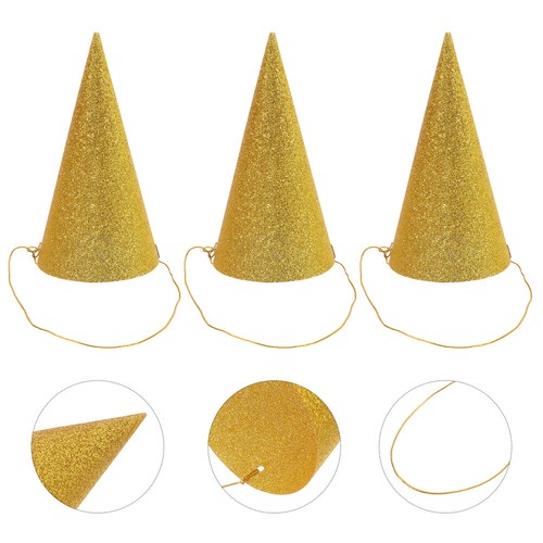 12PCS Glitter Cone Party Hats Triangle Birthday Hats for Kids and Adults Party
