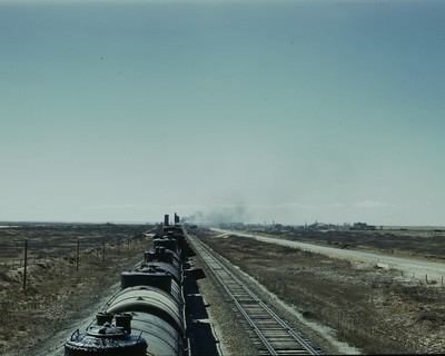 Santa Fe Railroad train stops for water in Tolar New Mexico 1943 Photo Print
