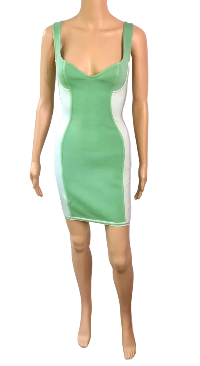 Azzedine Alaia S/S 1991 Vintage Bustier Color Block Bodycon Mini Dress |  eBay