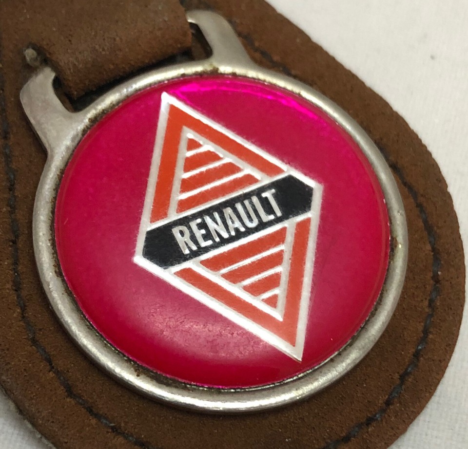 Vtg Renault Keychain Advertising Car Dealer Company Logo Metal Key Ring