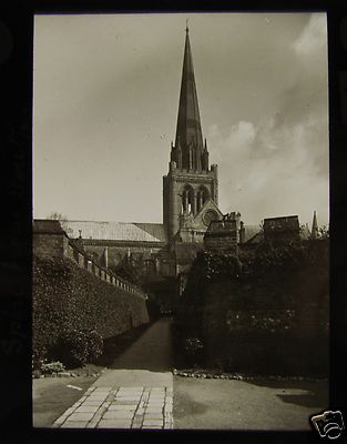 Glas Magic Laterne Dia CHICHESTER CATHEDRAL FROM SOUTH C1910 ENGLAND L101