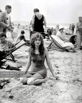 Bathing Beauty on the Beach - Vintage 1925 Swimsuit Girl  8x10 Photo Roaring 20s
