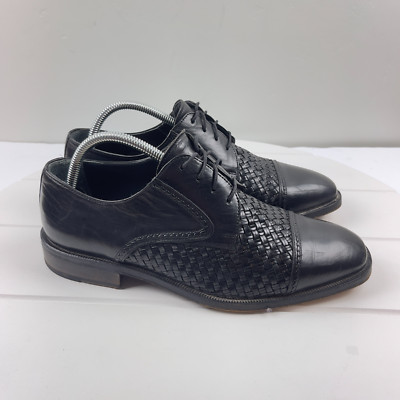 PRINCIPE Oxford Mens 9 Dress Shoes Hand Made Woven Black  display picture 2