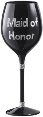Rhinestone Wine Glass for Maid of Honor Bridesmaid Bridal Party Gift
