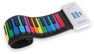 49-Tasten Rollpiano Kinder Keyboard Rollup E-Piano LED USB Ladekabel Akku bunt