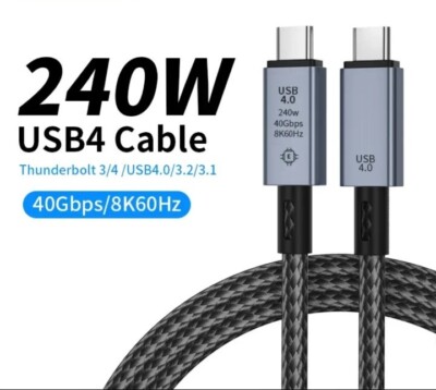 USB-4 Typ-C Kabel 240W Schnellladekabel Datenkabel 8K Thunderbolt 3/4 Ladekabel