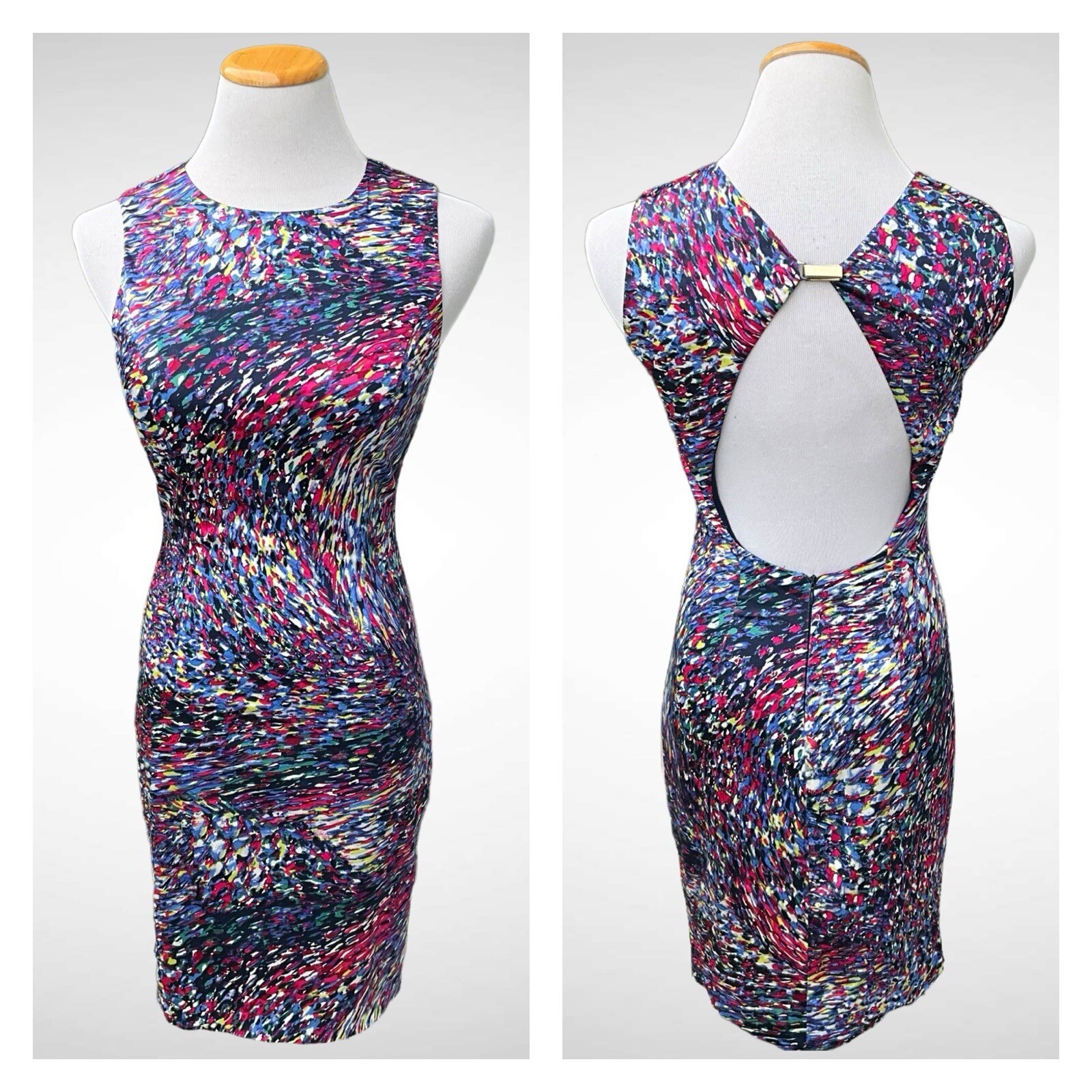 Zara Basic Fitted Open Back Multicolor Sleeveless… - image 1