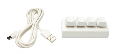 USB HID Mini Keypad 4 Tasten programmierbar mechanisch RGB LED PC Hotkeys Weiß