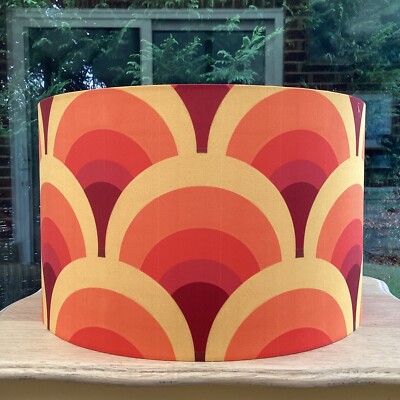 Lampenschirm 60er 70er orange Retro Mid Century MCM TISCH GROSSER SCHIRM 40cm