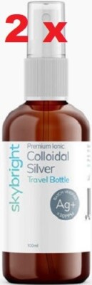 2 x Skybright Colloidal Silver Travel Bottle 100ml - for Immune Support