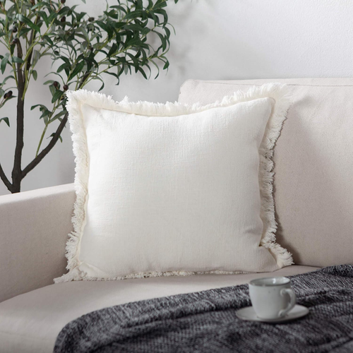 Linen Pillow Cover with Tassels 20 X 20 off White Decorative Throw Pillow Cover