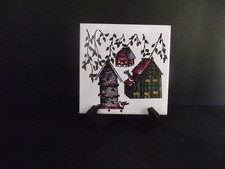 Vtg. Bird Houses Kitchen Tile/Trivet 6.25"x6.25" Made in USA