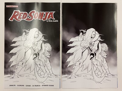 RED SONJA #1 2021 MIRKA ANDOLFO 1:15 H + 1:40 L Virgin B&W Ratio Set Dynamite