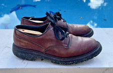 CHURCH'S BROWN LEATHER LACED RUBBER SOLE CASUAL SHOES Sz 9 USA MADE IN ENGLAND