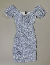 Windsor Off The Shoulder Puffy Sleeve Bodycon Mini Dress w/Dainty Floral Print