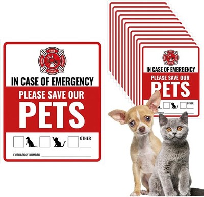 12Pcs Pets Inside Fire Rescue Sticker - 12x10cm Emergency Pet Alert Safety Decal
