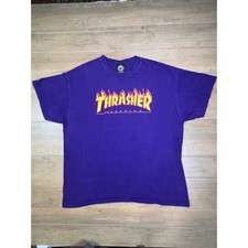 Thrasher Magazine Flame Logo T Shirt Purple Mens size xL skate band