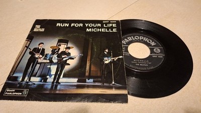 The BEATLES : Michelle / Run For Your Life - 7'' ITALY 1966 - yellow back sleeve