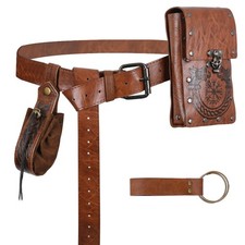 Renaissance Belt Pouch - Medieval Viking Pirate Belt Pouch with Waist Bag Set...