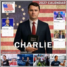 Charlie Kirk 2027 Quotes Calendar 12"x18" Gift Wall Color USA MADE 13-Months