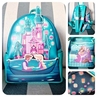 Loungefly Disney Rapunzel und Flynn Castle Rucksack   NEU Glow in Dark Backpack