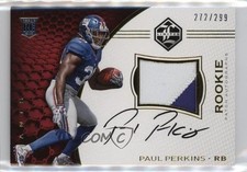 2016 Panini Limited Rookie Patch Auto 272/299 Paul Perkins #130 Patch Auto 7eo