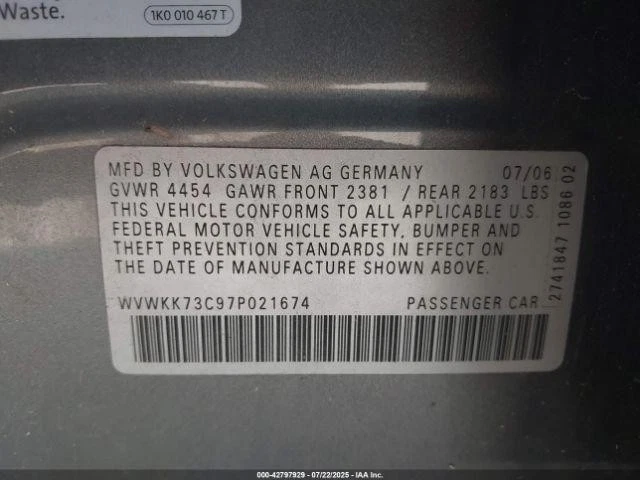 Used Air Cleaner Assembly fits: 2007 Volkswagen Passat 2.0 Grade A - Image 2 of 4