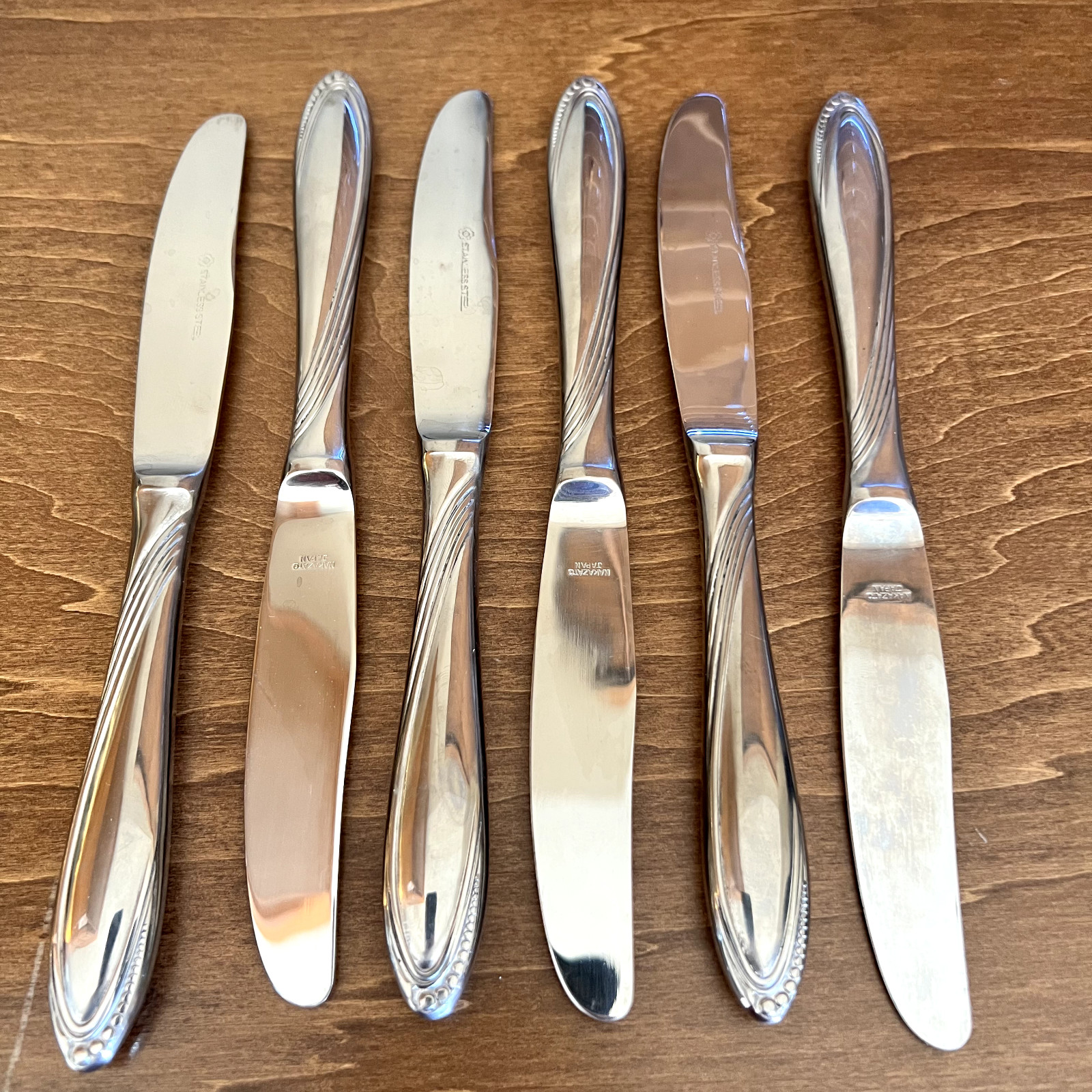 Nakazato Stainless Flatware Set 87 Pc Japan Dotted Swirl 6 Place Setting Serving