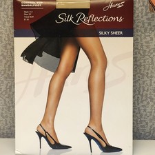 Hanes Silk Reflections Pantyhose Sz EF 717  Travel Buff" Control Top Sandlefoot