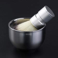 Hair Shaving Brush And Heat Insulated Stainless Steel Shaving Mug Bowl