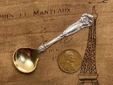 Wallace Carnation gilt Sterling Silver Open Salt Cellar Spoon no monograms