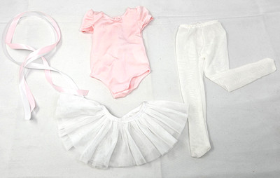 18'' Doll Pink & White Ballerina Outfit w/ Leotard Tutu Tights Fits American Girl