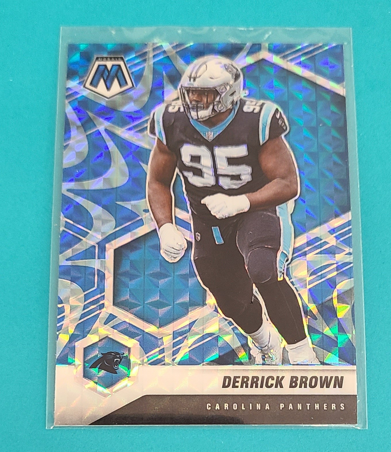 2021 Panini Mosaic Reactive Blue #39 Derrick Brown Panthers FOOTBALL Card 8A