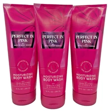 Bath & Body Works LOT of 3 Bottles Perfect In Pink Moisturizing Body Wash 10 oz
